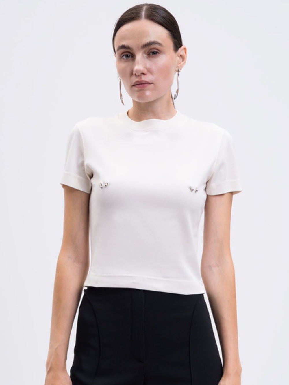 Mugler Embellished Piercing Baby Tee